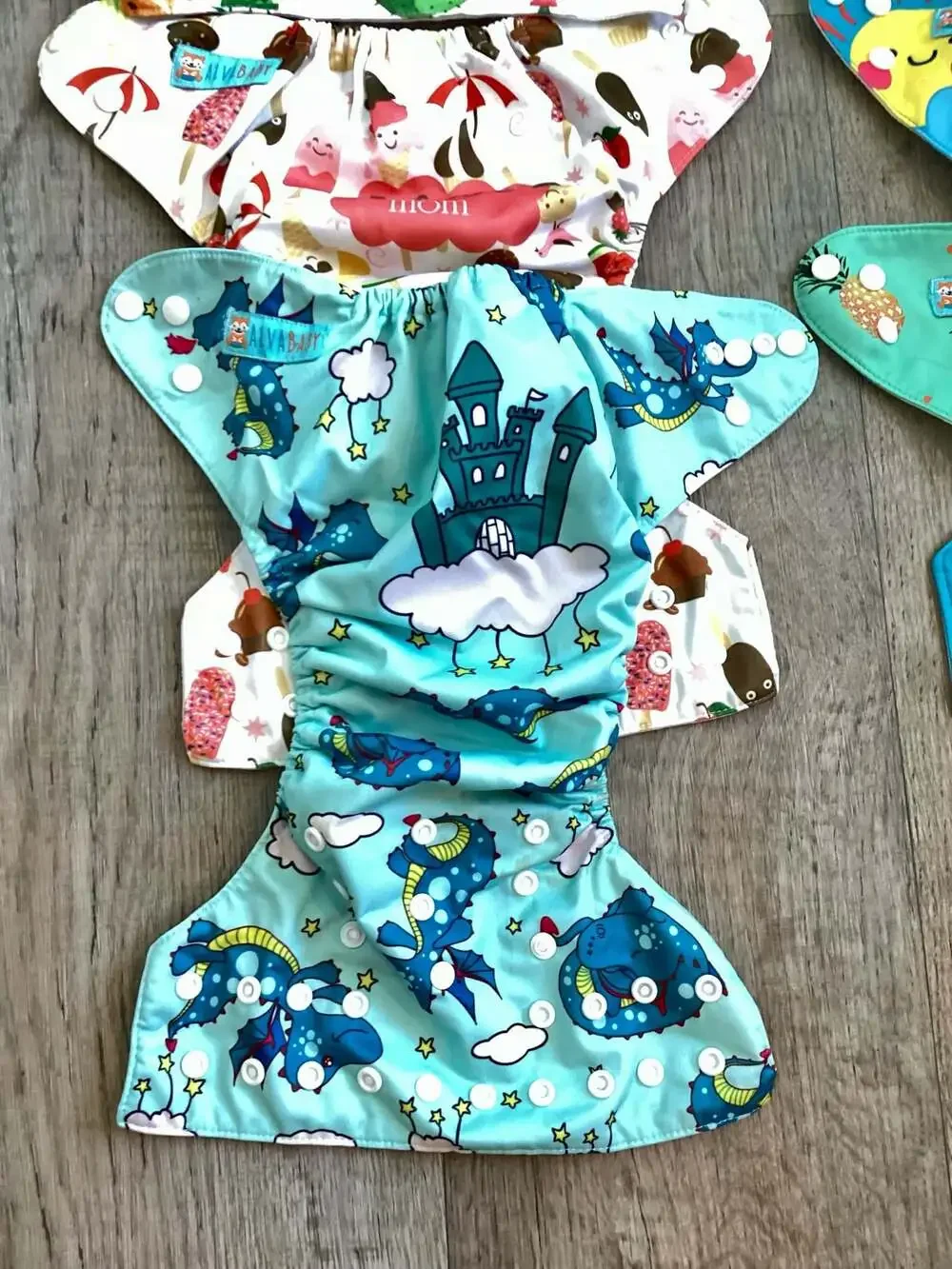 AlvaBaby One Size Adjustable Reusable Pocket Cloth Diapers, Set of 7